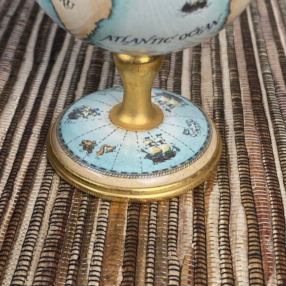 Halcyon Days Enamels Pedestal World Terrestrial Globe Miniture Desk Clock - Picture 6 of 13